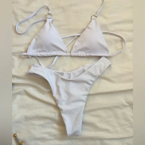 White Triangle Bikini Set - Picture 1 of 1